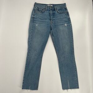 GRLFRND Karolina Distressed Rough Hem Button Fly Star Jeans Size 25 Women’s